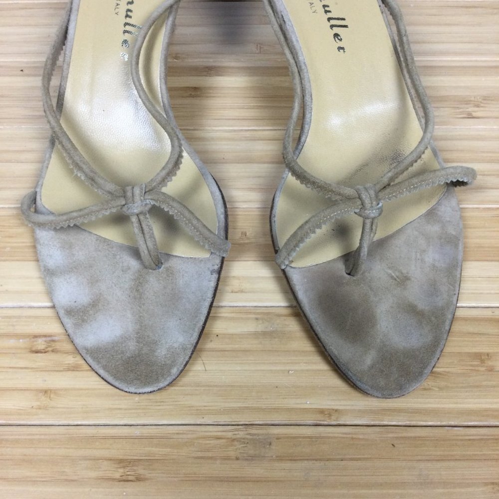 Bettye Muller Cream Suede Slide Sandals 40 - Picture 3 of 10